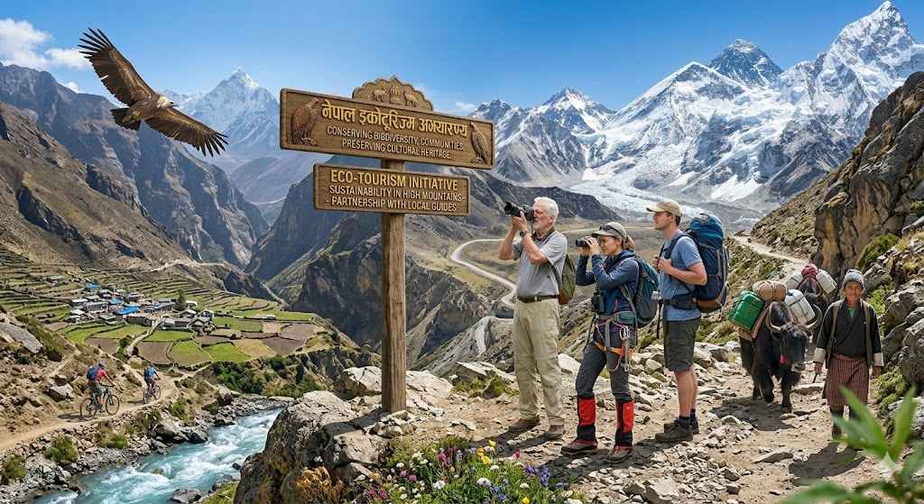 Beautiful natural landscape ad trekking trail for eco tourism in Nepal adventures
